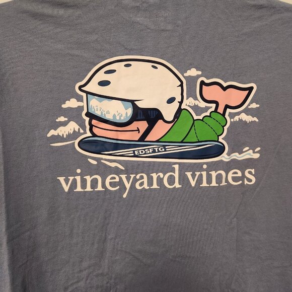 Vineyard Vines Long Sleeve T-Shirt Pocket Blue Winter Snowboarding Mens Medium‎ - Picture 5 of 12